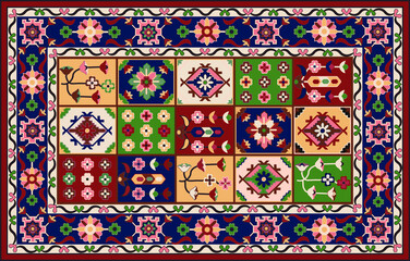 Persian carpet original design, tribal vector texture. Easy to edit and change a few global colors by swatch window. 