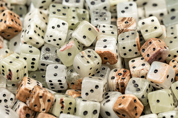 cubes with dots made of yellow green stone
