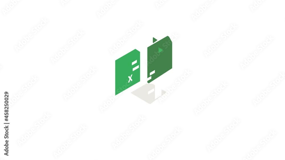 Poster file format xls icon animation isometric best object on white backgound