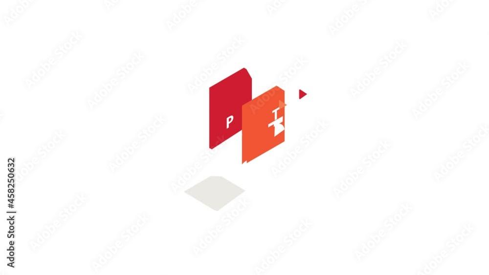 Poster ppt file extension icon animation isometric best object on white backgound