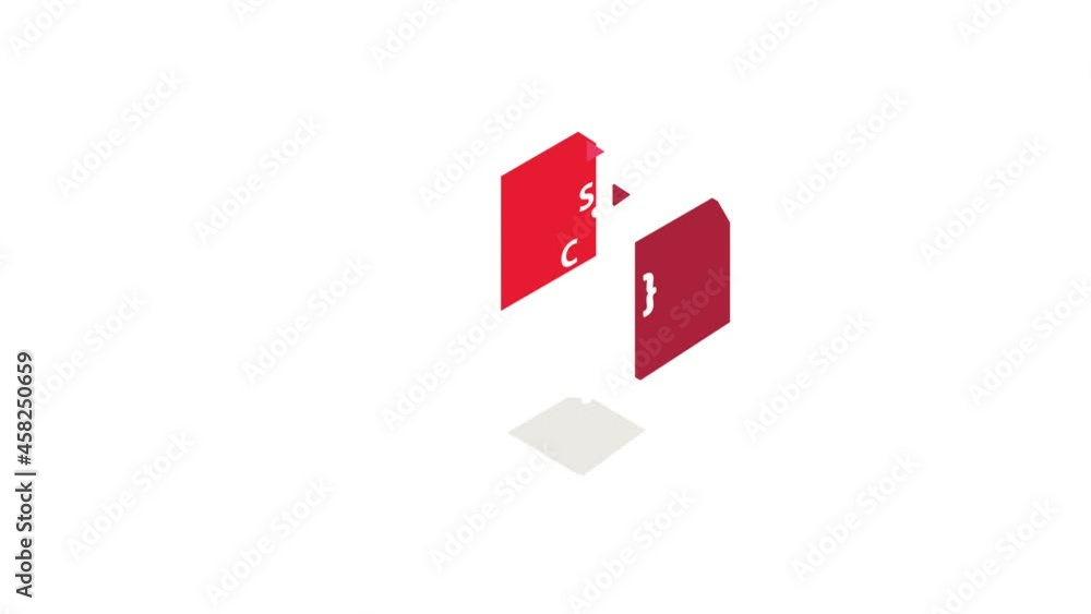Poster css file extension icon animation isometric best object on white backgound