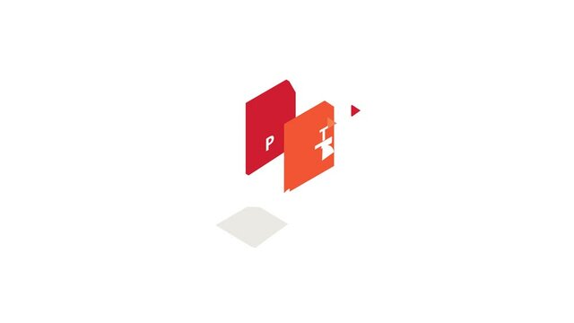PPT file extension icon animation isometric best object on white backgound