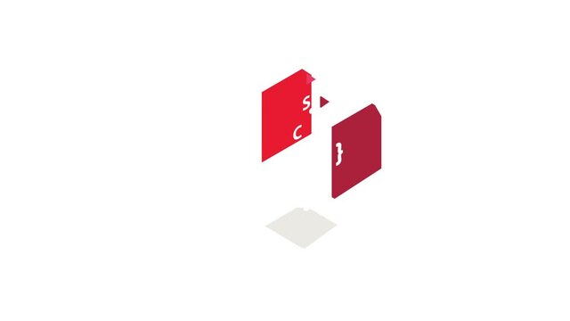 CSS file extension icon animation isometric best object on white backgound