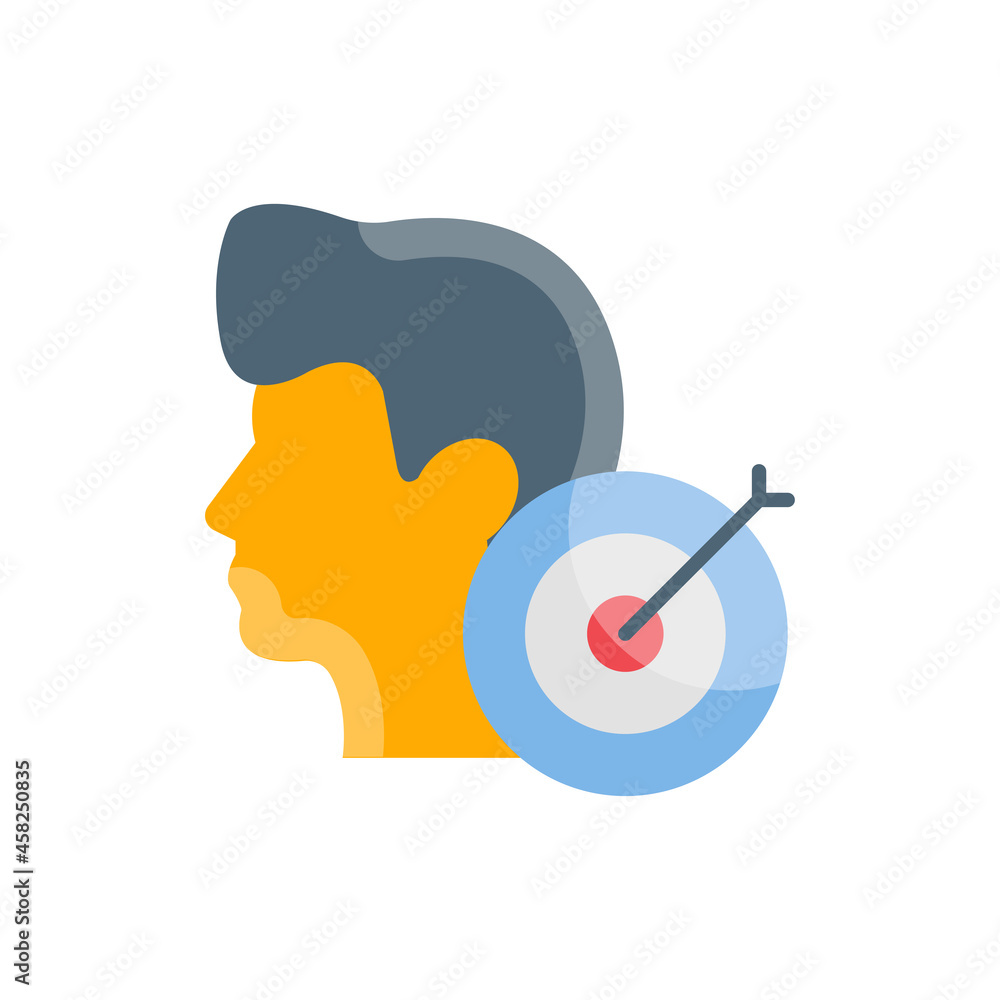 Poster man target vector flat icon style illustration. eps 10 file
