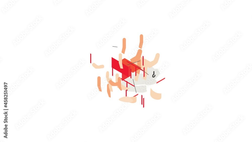 Poster hands holding container icon animation isometric best object on white backgound