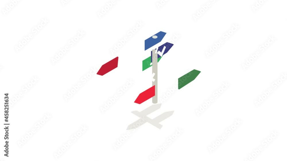 Poster post with signs icon animation isometric best object on white backgound