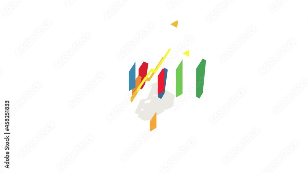 Poster chart arrow up icon animation isometric best object on white backgound