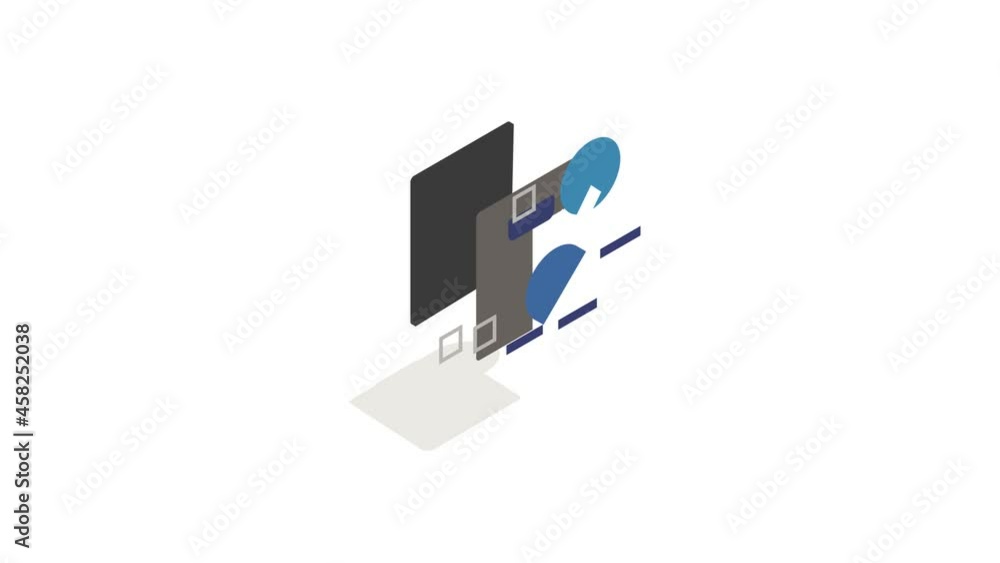 Poster plan is executed icon animation isometric best object on white backgound