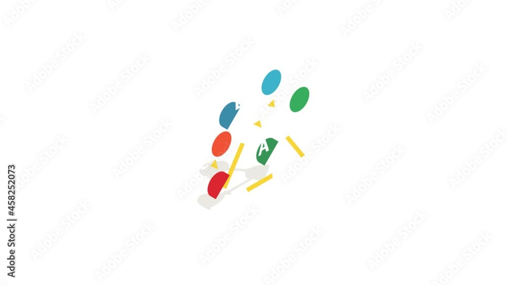 Poster abc button icon animation isometric best object on white backgound