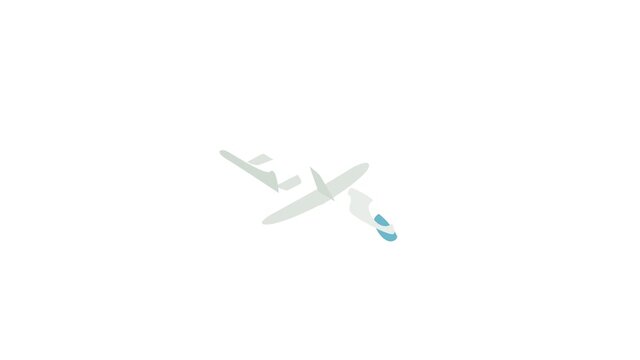 Grey plane icon animation isometric best object on white backgound
