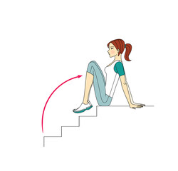 Fototapeta premium Workout on the stairs. The girl is doing exercises on the stairs. Muscles of the legs and buttocks. Isolated on white background.