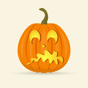 Halloween pumpkin set. Cute cartoon icon with scary, spooky and funny face. Vector illustration.