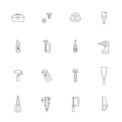 工具の線画アイコンセット