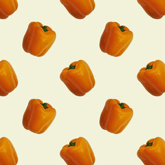 Seamless pattern with yellow bell pepper. Paprika