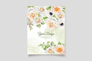 Beautiful hand drawn roses wedding invitation card set