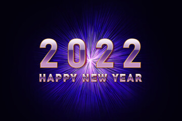 2022 Happy New Year. Neon background with happy new year wishes for flyer, poster, calendar header, banner. Vector illustration.