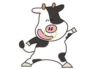 明るく元気な乳牛のイラスト