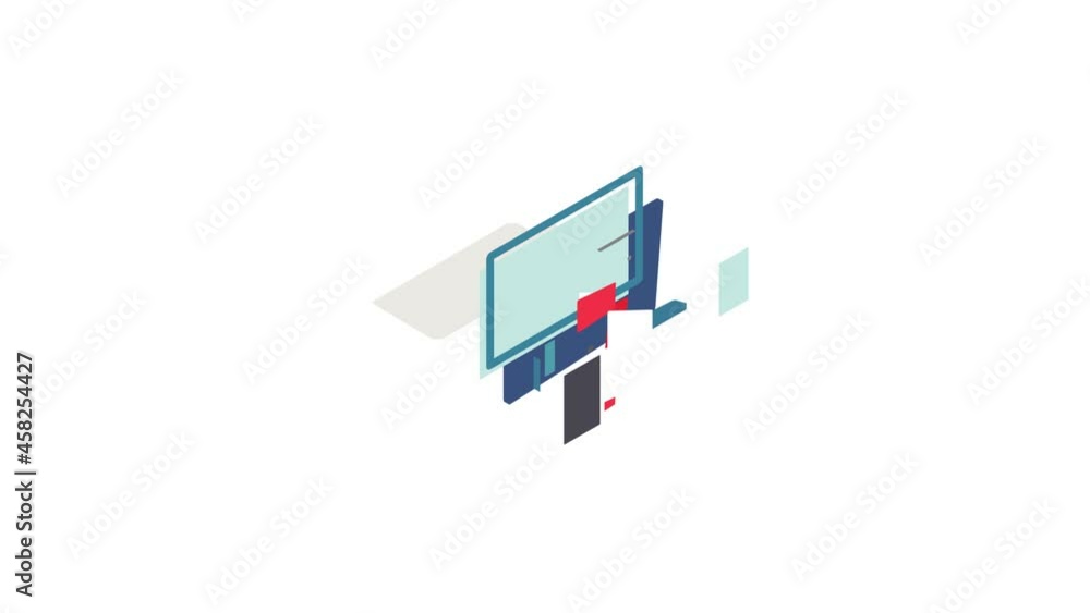 Poster monitor and tablet icon animation isometric best object on white backgound