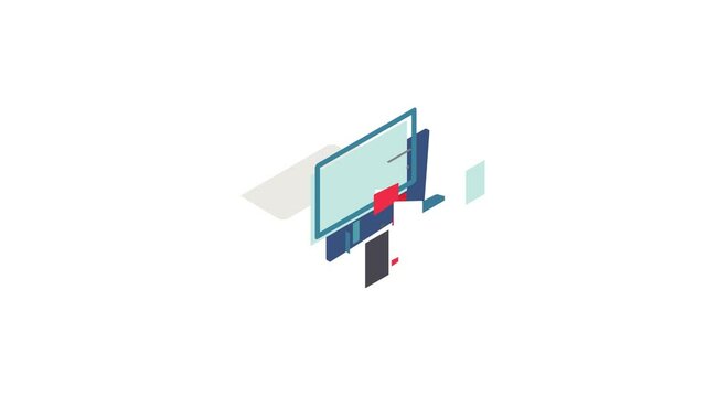 Monitor and tablet icon animation isometric best object on white backgound
