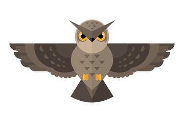 Vector illustration of flying owl in flat style