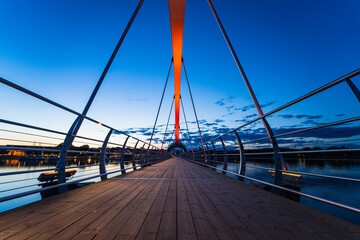 Obraz premium Bridge at sunset in Solvesborg, Sweden