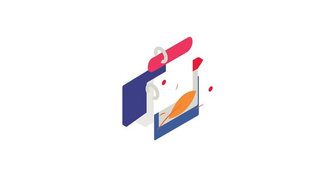Calendar autumn icon animation isometric best object on white backgound
