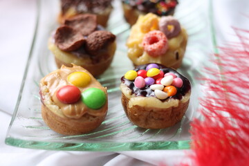 Mini Hok Lo Pan or Martabak mini with various Topping.. Martabak Mini is snack from Indonesia usually consumed at night and can be used as a birthday cake.