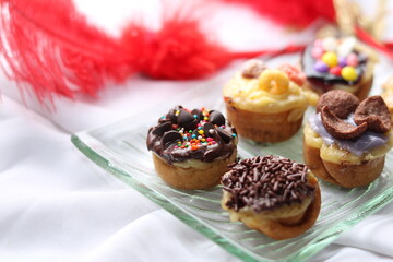 Mini Hok Lo Pan or Martabak mini with various Topping.. Martabak Mini is snack from Indonesia usually consumed at night and can be used as a birthday cake.