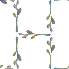 Abstract pattern of branches of a tree in white background with a geometric pattern.