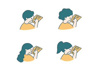 署名をする人物のイラストセット