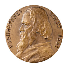 Jubilee medal of the famous Indian writer, poet, composer, artist Rabindranath Tagore