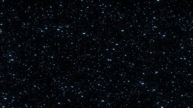 Animation of a stars background moving horizontally in the distance. Traveling through hyperspace. Looping video