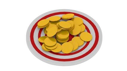 3d illustration target gold coin business success concept
