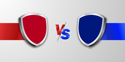 Team A versus team b, red vs blue club shield emblem flag logo for sport, soccer, basketball, challenge, tournament