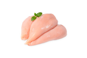 Three pieces of fresh fillet on a white isolated background.