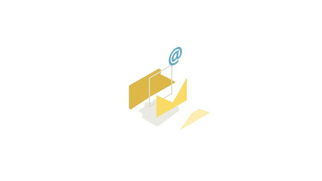 E-mail icon animation isometric best object on white backgound