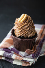 Cupcake. Sweet dessert with cream