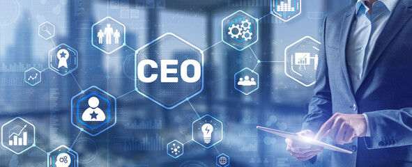 Fototapeta premium Chief Executive Officer. CEO business concept on virtual screen