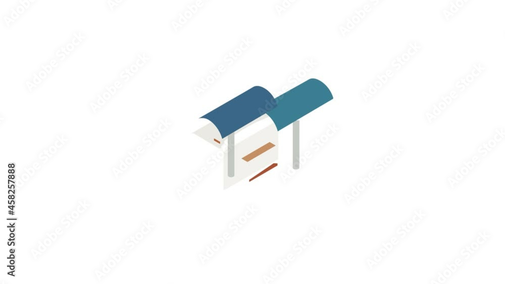 Poster public transport stop icon animation isometric best object on white backgound
