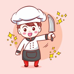 Boy Chef Bring a Knife Cute