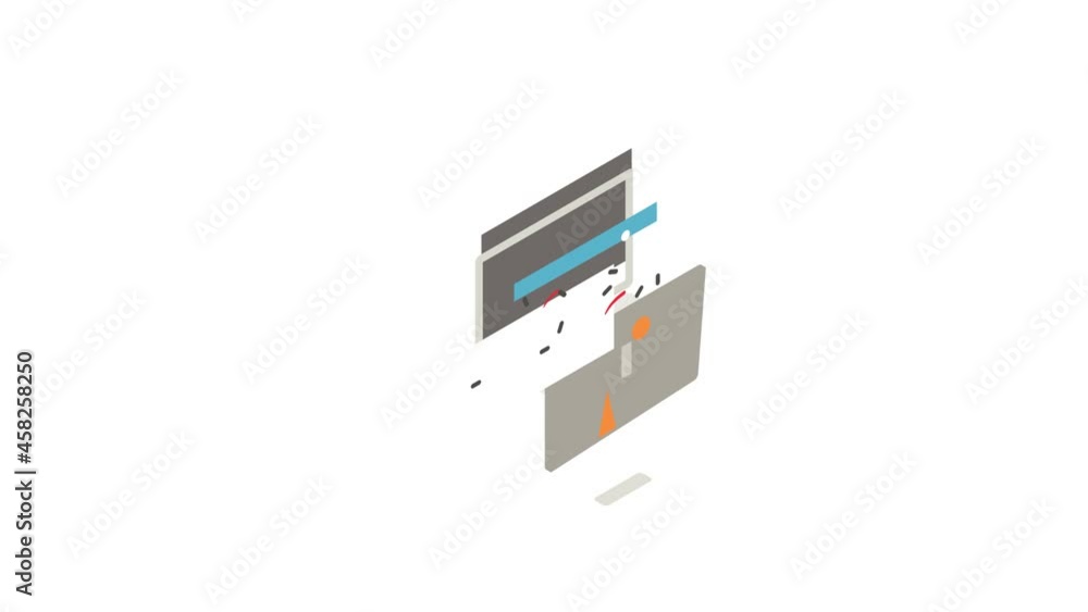 Poster computer monitor with speed test icon animation isometric best object on white backgound