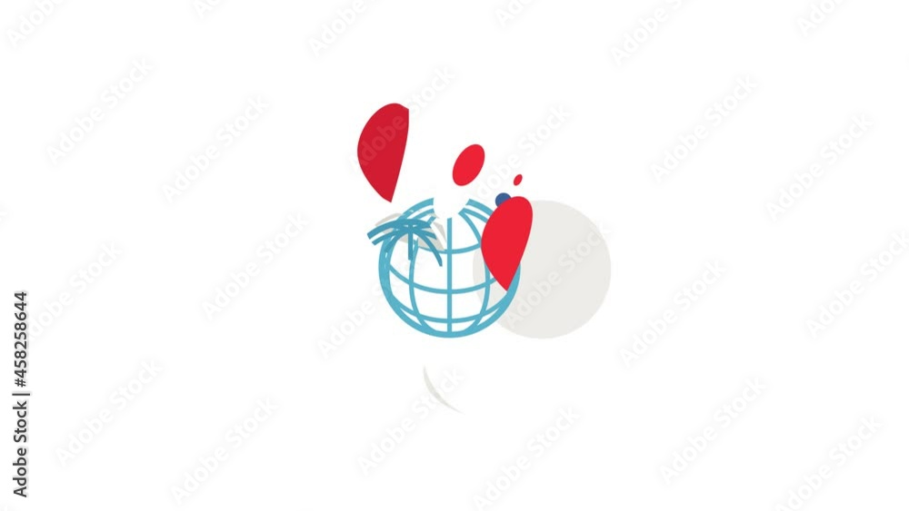 Poster globe and map pointer icon animation isometric best object on white backgound