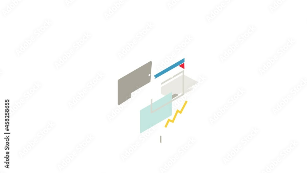 Poster graph on the computer monitor icon animation isometric best object on white backgound