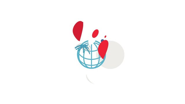 Globe and map pointer icon animation isometric best object on white backgound