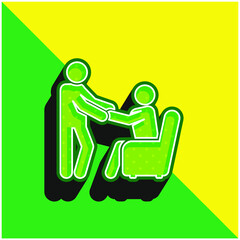 Assistance Green and yellow modern 3d vector icon logo