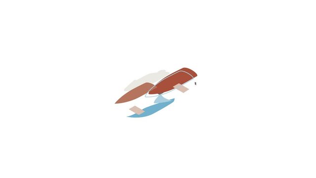Blue motor boat icon animation isometric best object on white backgound