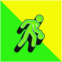 Basketball Player Green and yellow modern 3d vector icon logo