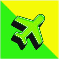Aeroplane Green and yellow modern 3d vector icon logo