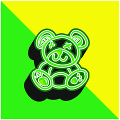 Bear Toy Green and yellow modern 3d vector icon logo