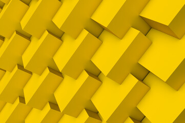 Yellow abstract 3D background consisting of many blocks standing on top of each other